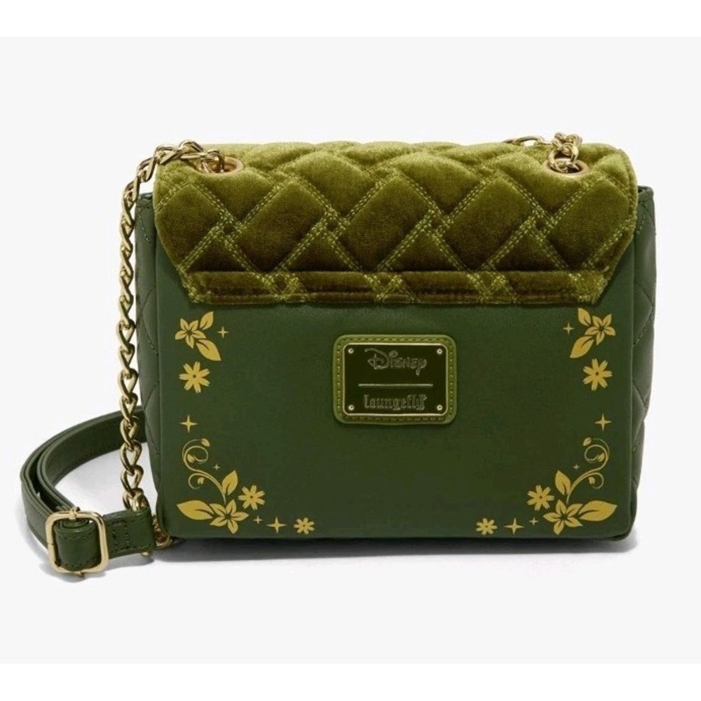 Loungefly Disney Peter Pan Tinker Bell Velvet Quilted Tulle Florals Crossbody - Picture 3 of 4